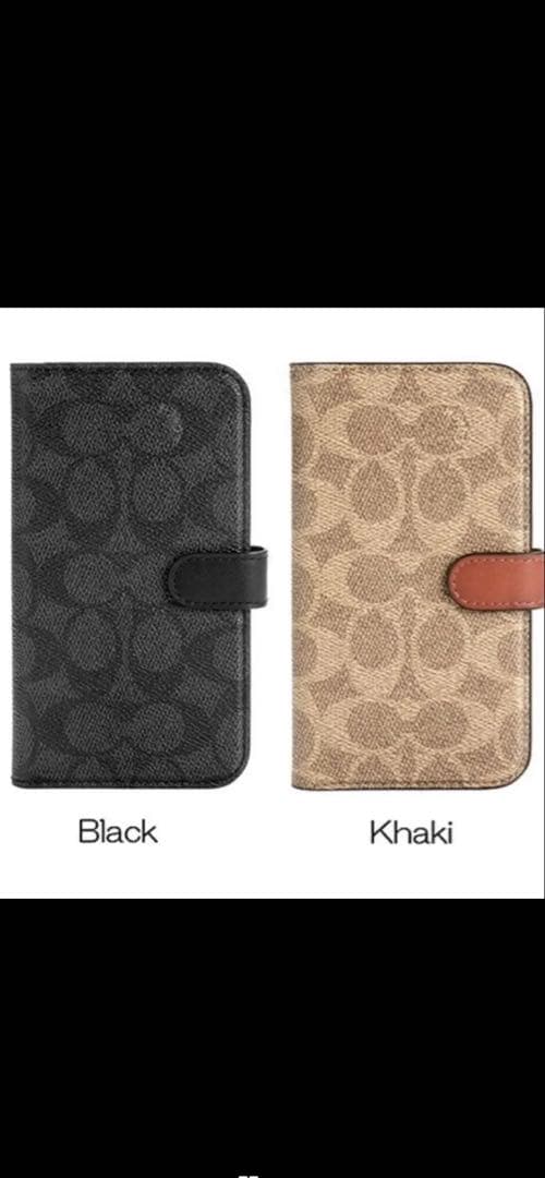 新品COACH iPhone13手帳型カバーシグネチャー　コーチ　ブラック