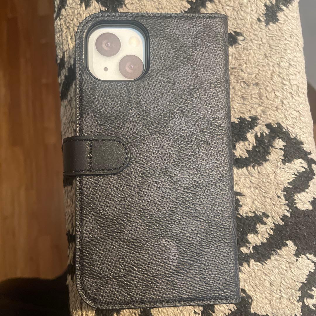 新品COACH iPhone13手帳型カバーシグネチャー　コーチ　ブラック