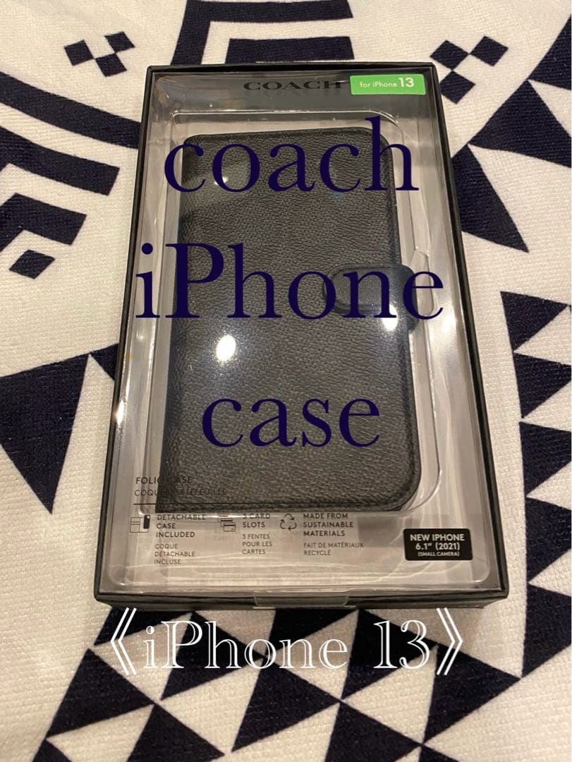 新品COACH iPhone13手帳型カバーシグネチャー　コーチ　ブラック
