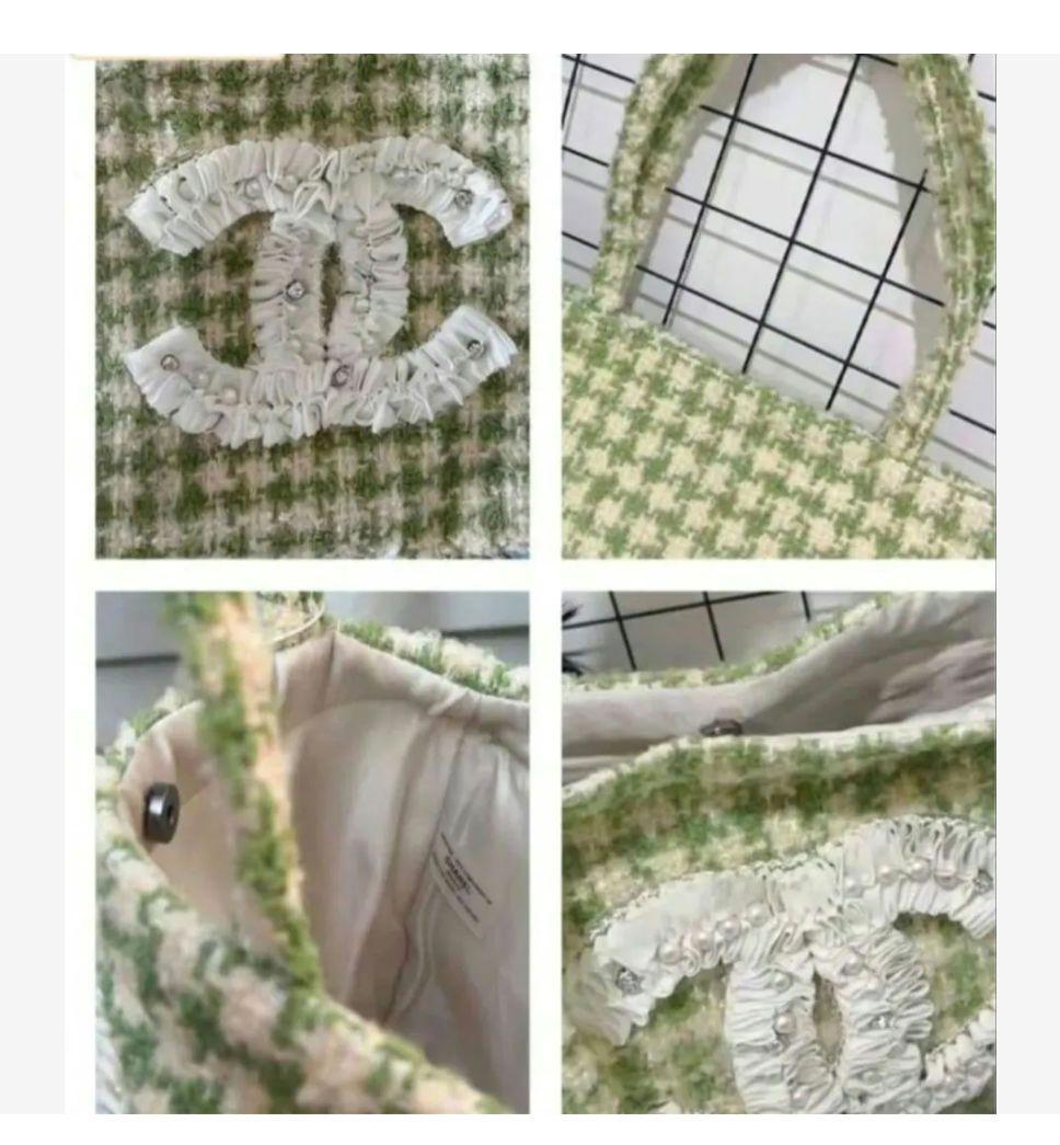 新品希少CHANEL ノベルティ トートバッグ ツイード グリーン ビッグココ
