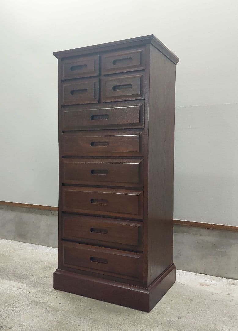 旭川民芸家具 タンス 引出し 8段 チェスト 整理箪笥 スリムチェスト 天然木
