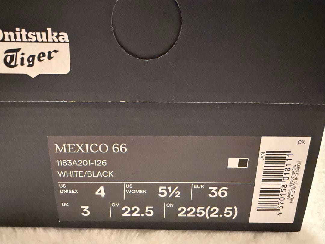 【美品】オニツカタイガー　Mexico66 ホワイト　ブラック　スニーカー　箱付