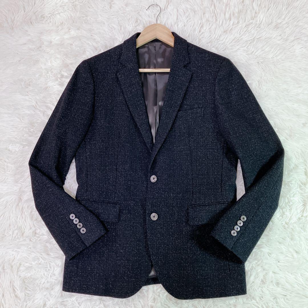 【極美品】EPOCA UOMO テーラードジャケット ウール混 ダークグレー　L