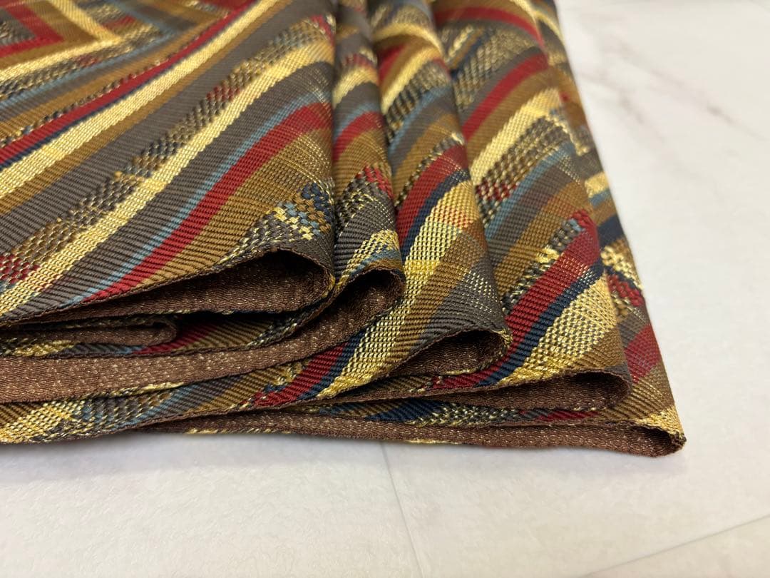 袋帯 全通 組織 西陣 ひなや 変わり間道 金糸 チェック柄 逸品