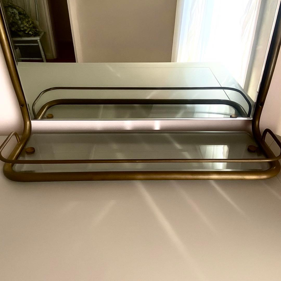 【新品】壁掛け鏡　収納棚付き　アイアン　アンティーク調鏡　ウォールミラー