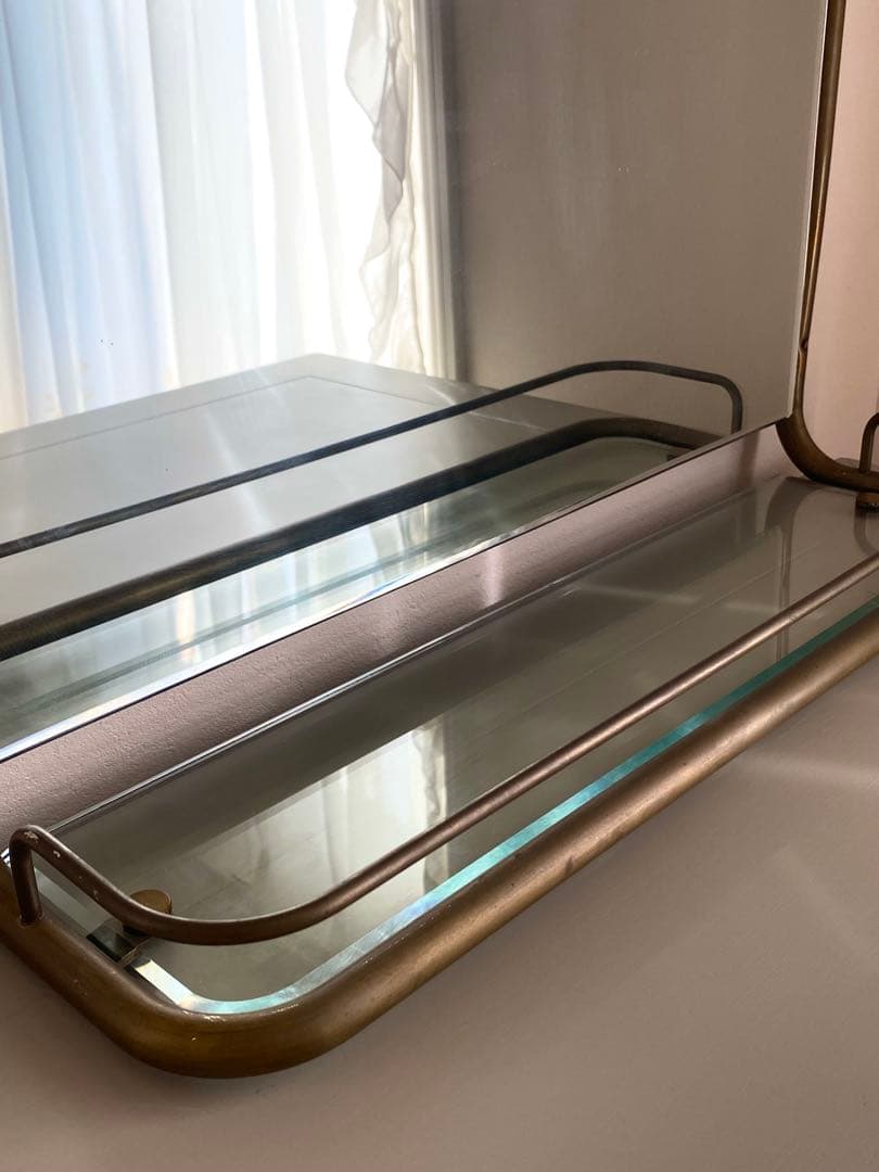 【新品】壁掛け鏡　収納棚付き　アイアン　アンティーク調鏡　ウォールミラー