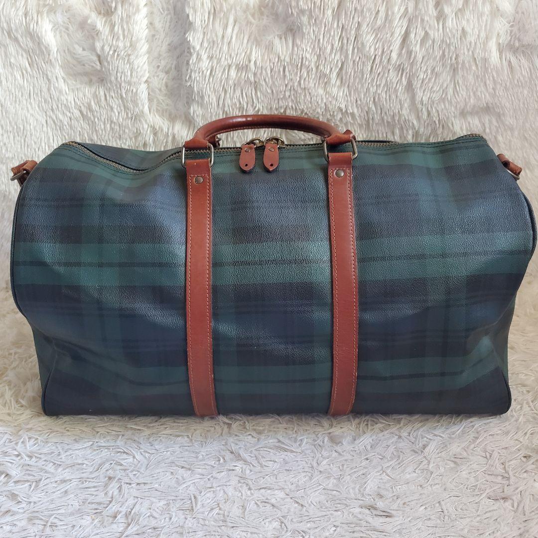 希少 ポロラルフローレン PVC レザー 大容量ボストンバッグ ブラックウォッチ