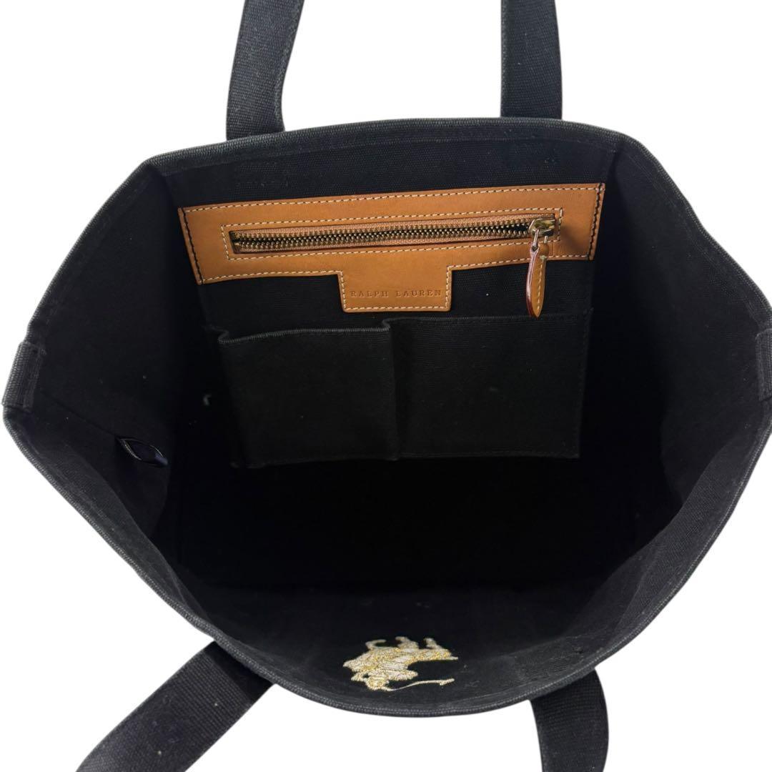 【美品】ラルフローレン トートバッグ　大容量　チャーム　A4可能　肩掛け I