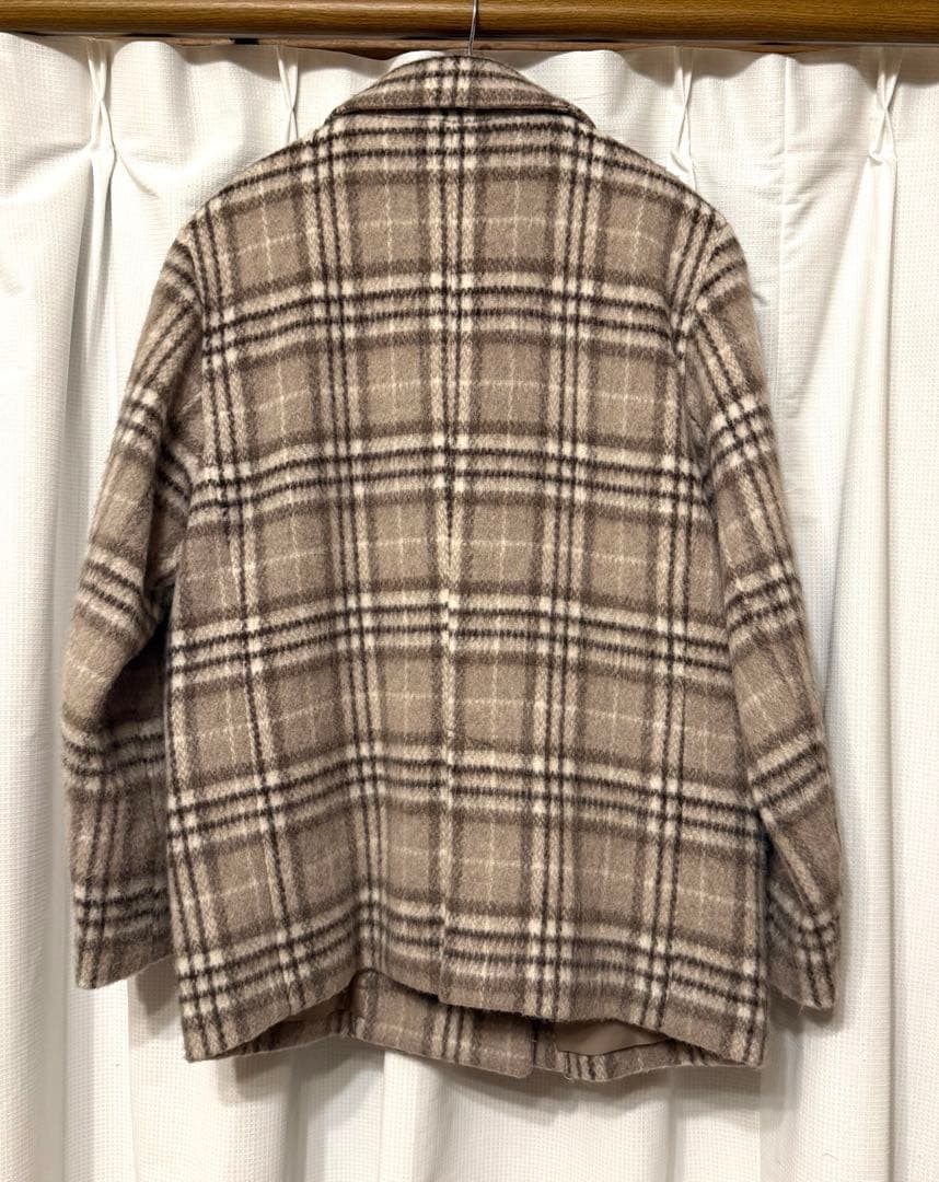 【美品】COHINA ウールシャギーチェックダブルコート