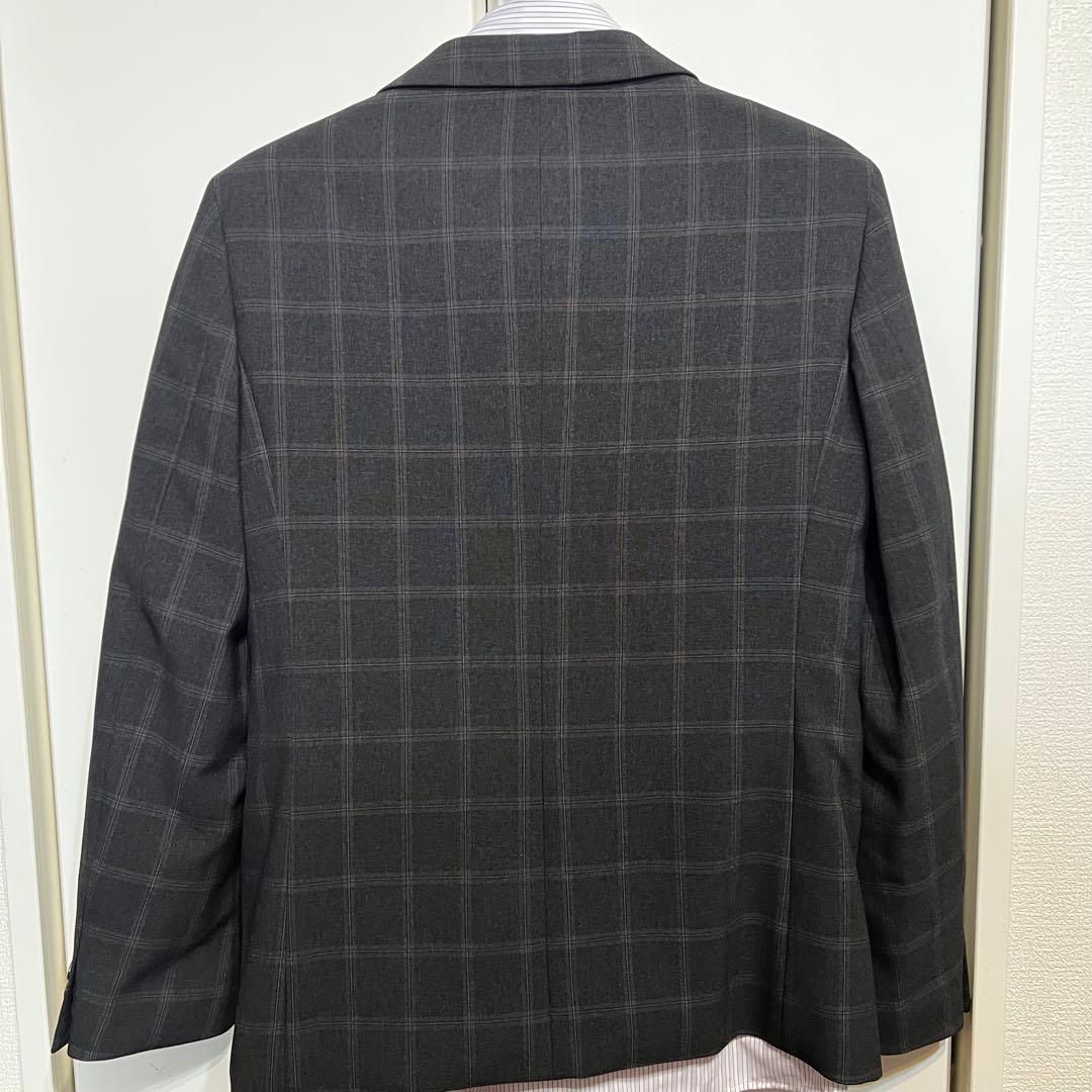 【美品】式典用170 墨黒グレーチェック　ワンダーファクトリー 卒服5点セット