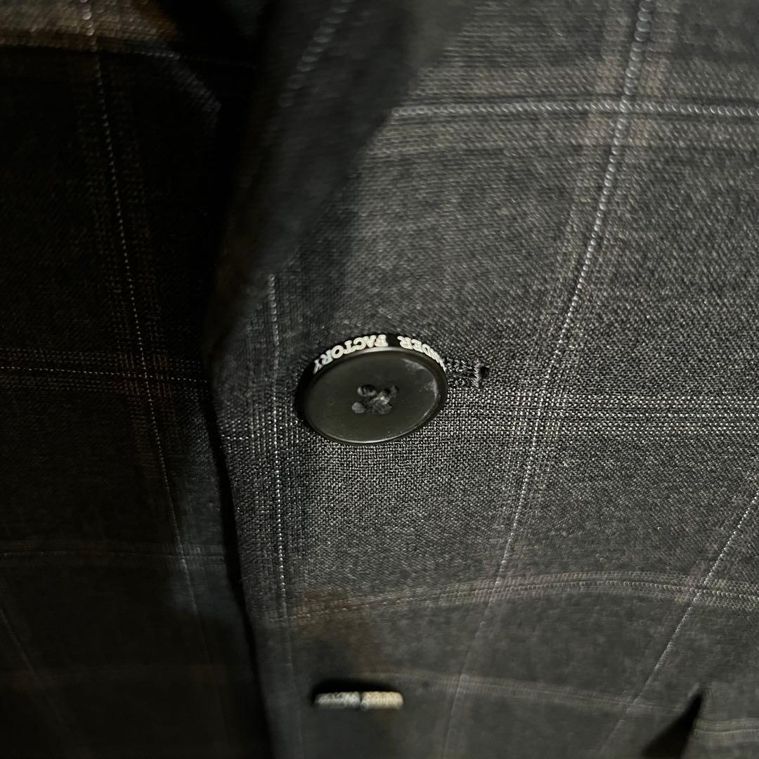 【美品】式典用170 墨黒グレーチェック　ワンダーファクトリー 卒服5点セット