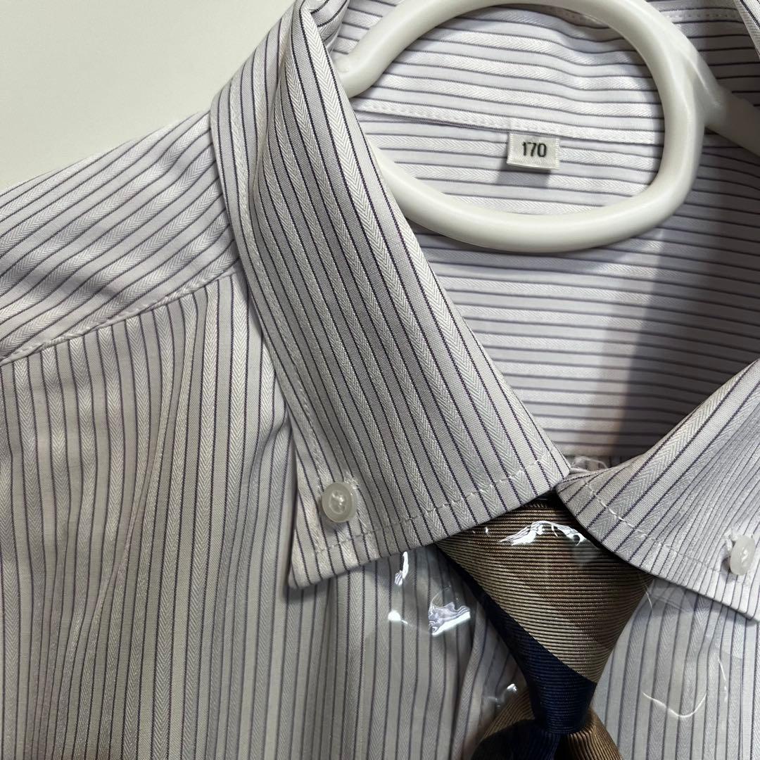 【美品】式典用170 墨黒グレーチェック　ワンダーファクトリー 卒服5点セット