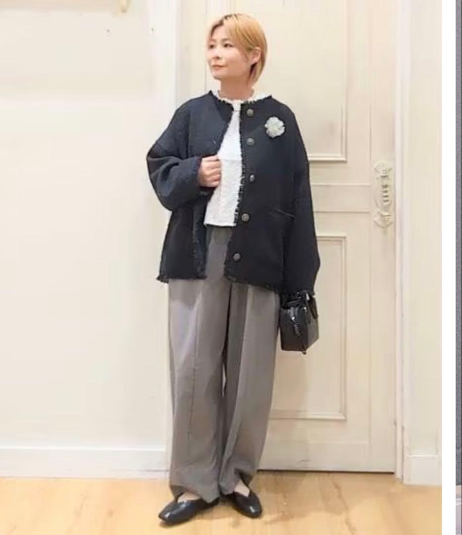 もも♡スタジオクリップ★新品★ドルマンツイードジャケット★ネイビー