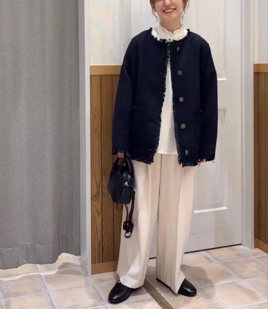 もも♡スタジオクリップ★新品★ドルマンツイードジャケット★ネイビー