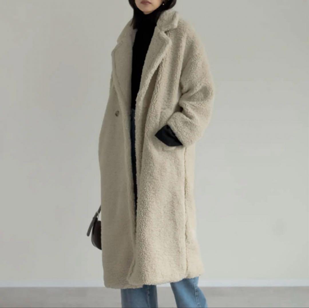 【新品✨】辻元舞さん着用 Re:EDIT ボアビッグカラーダブルチェスターコート