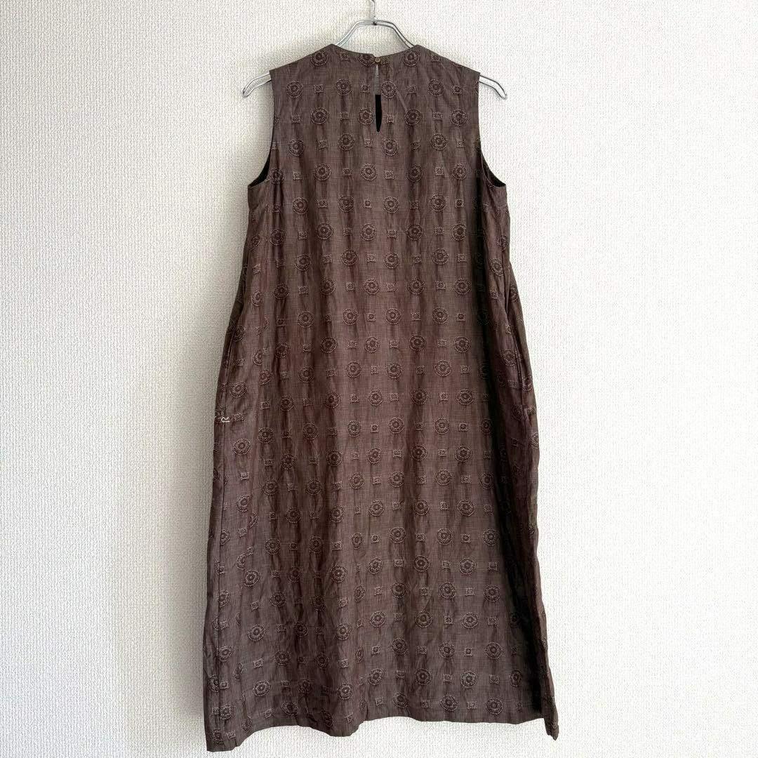 【極美品】45R ワンピース ジャガード 刺繍 ドレス