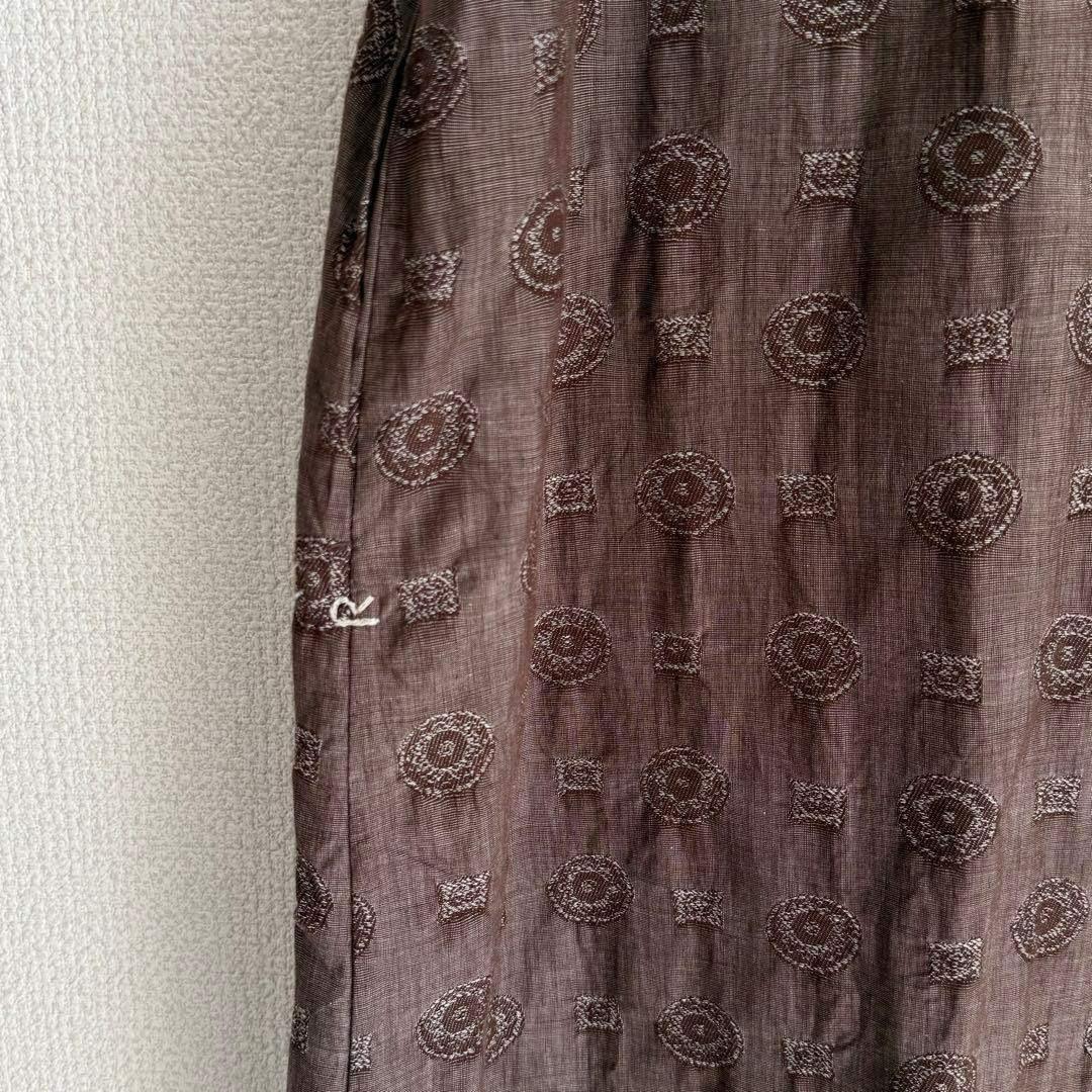 【極美品】45R ワンピース ジャガード 刺繍 ドレス