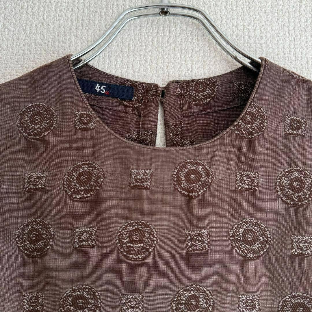 【極美品】45R ワンピース ジャガード 刺繍 ドレス