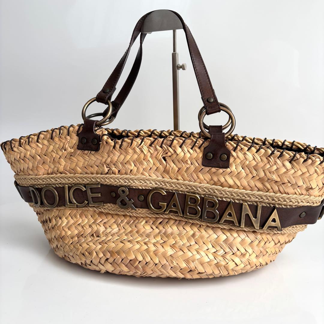 極美品 DOLCE&GABBANA カゴバッグ 籠 レザー ロゴ 希少レア品