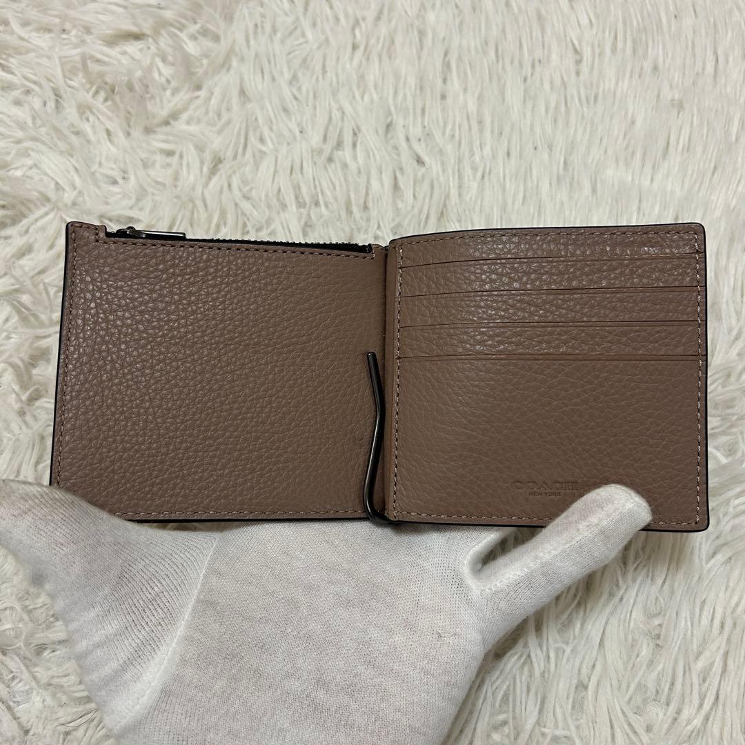 ⭐️未使用級⭐️コーチ マネークリップ 二つ折り財布 小銭入れ付き ブラウン メンズ