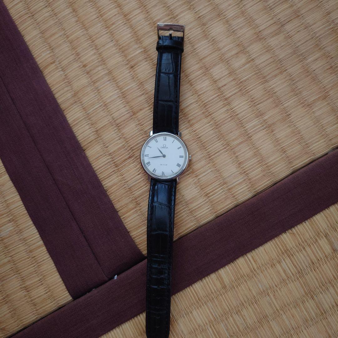 オメガ　de ville ホワイト文字盤 ブラックレザー