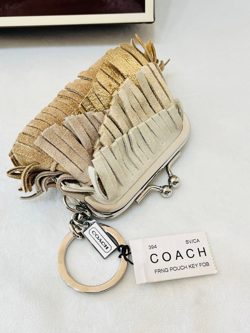 【新品未使用】COACH（コーチ） 「フリンジ ポーチ キーフォブ がま口 財布