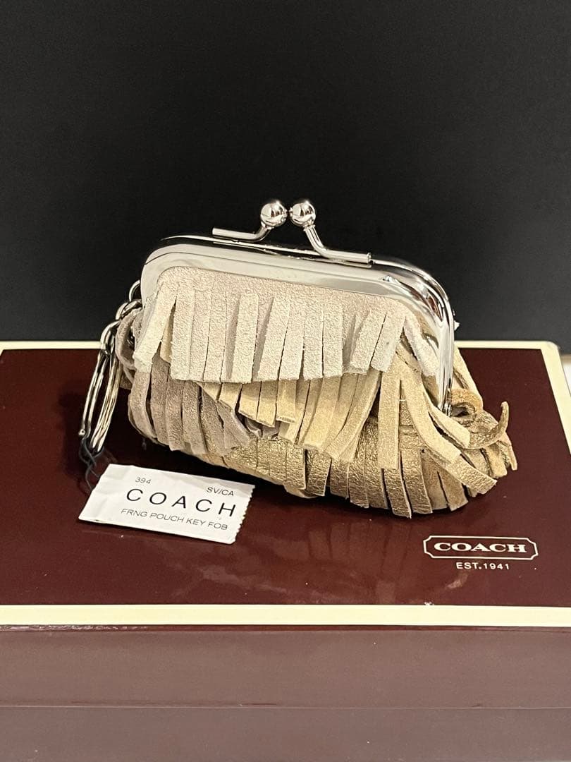 【新品未使用】COACH（コーチ） 「フリンジ ポーチ キーフォブ がま口 財布