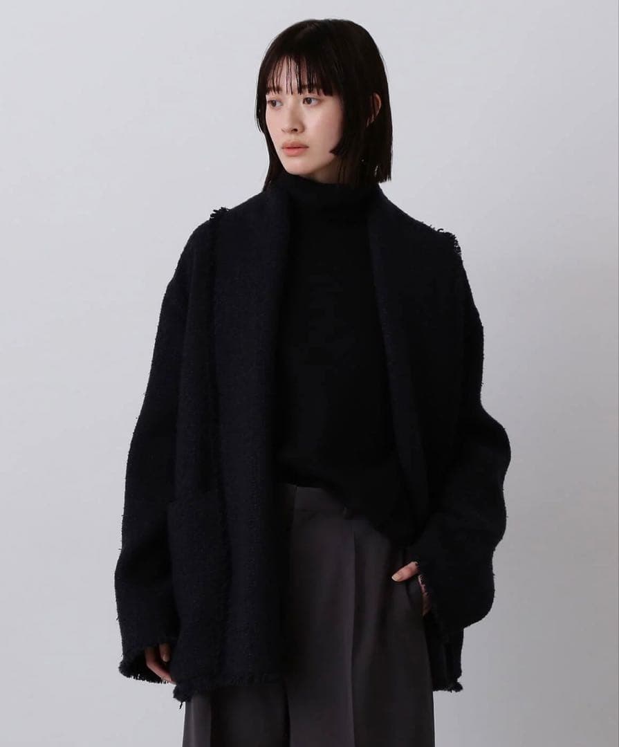 YLÈVEイレーヴ ツイードカラーショールガウンコート