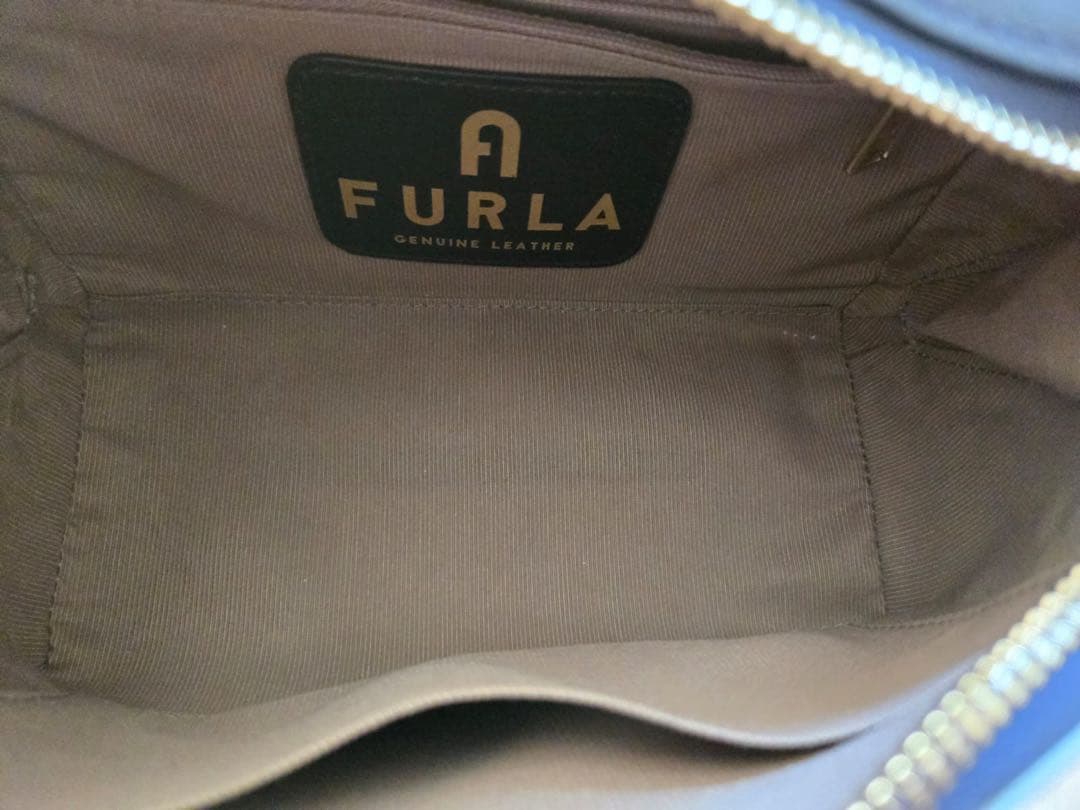 FURLA 本革 ショルダーバッグ ライトブルー/ネイビー