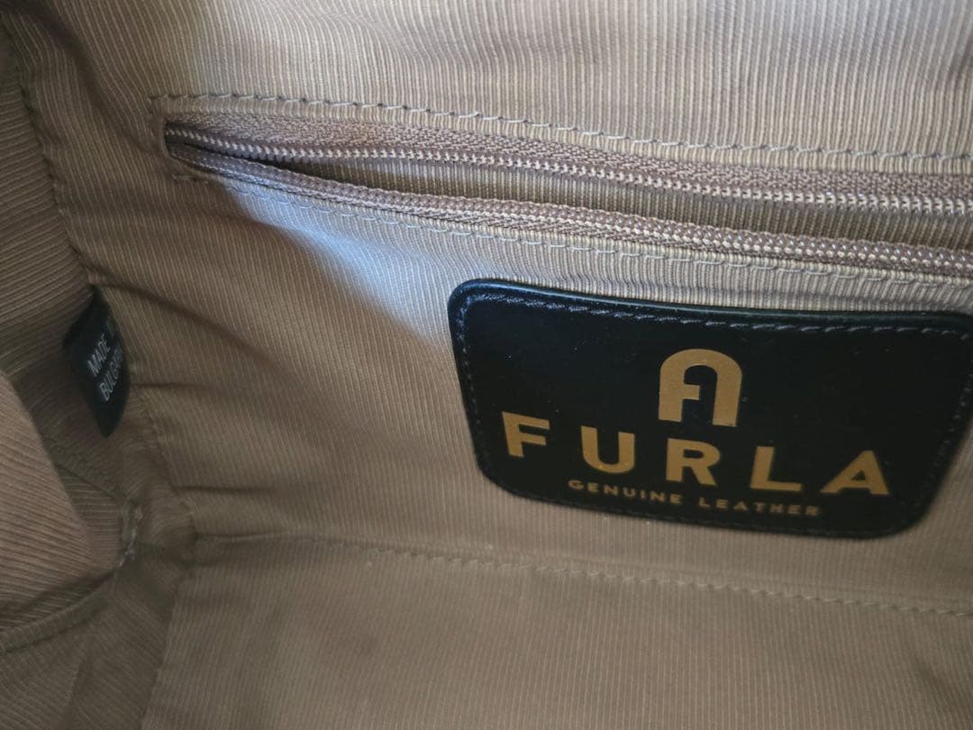 FURLA 本革 ショルダーバッグ ライトブルー/ネイビー