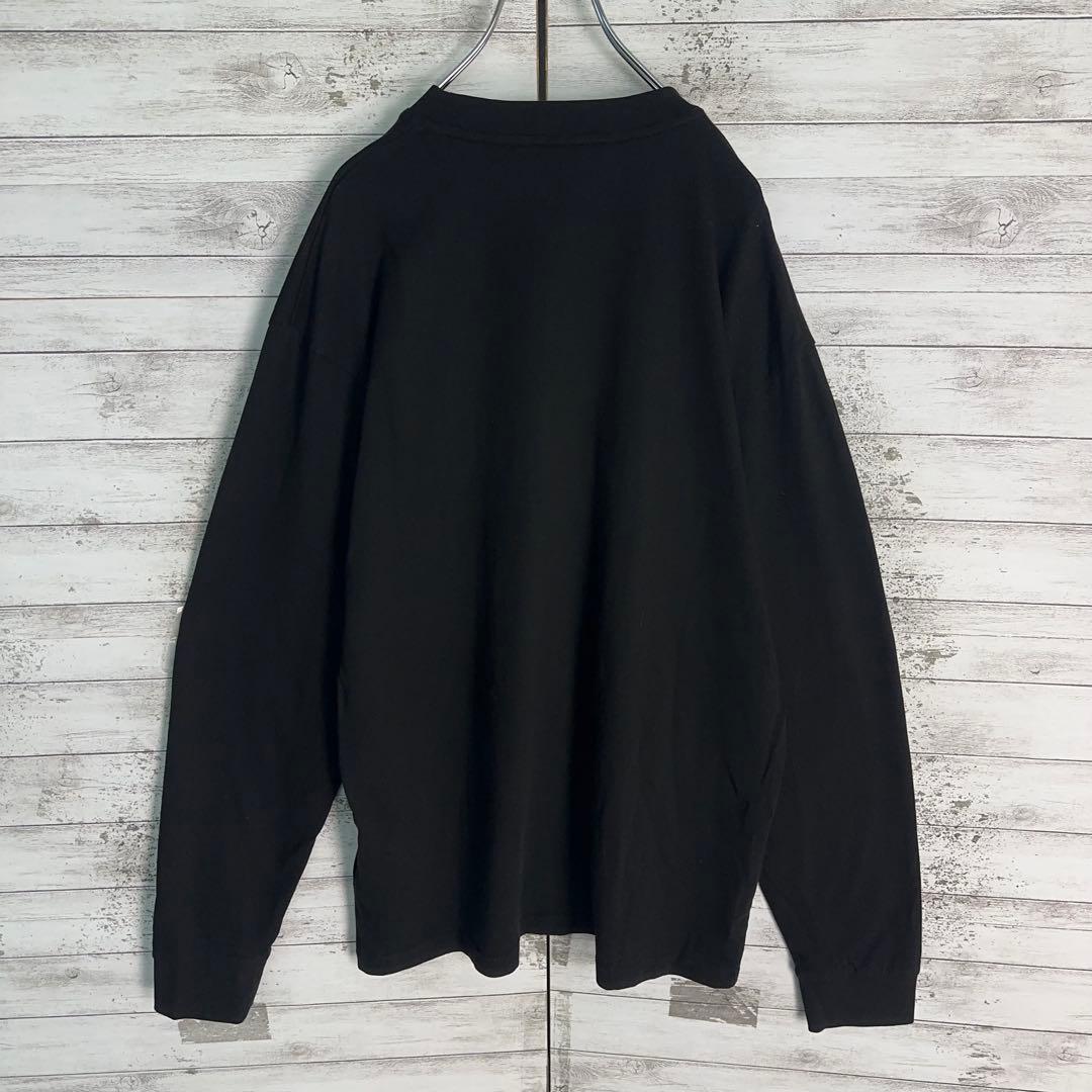 12081【美品・QR鑑定済】モンクレール　パッチロゴ長袖tシャツ　近年モデル黒