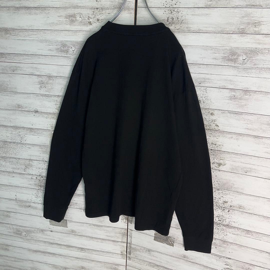 12081【美品・QR鑑定済】モンクレール　パッチロゴ長袖tシャツ　近年モデル黒