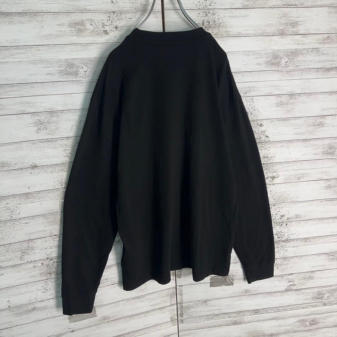 12081【美品・QR鑑定済】モンクレール　パッチロゴ長袖tシャツ　近年モデル黒