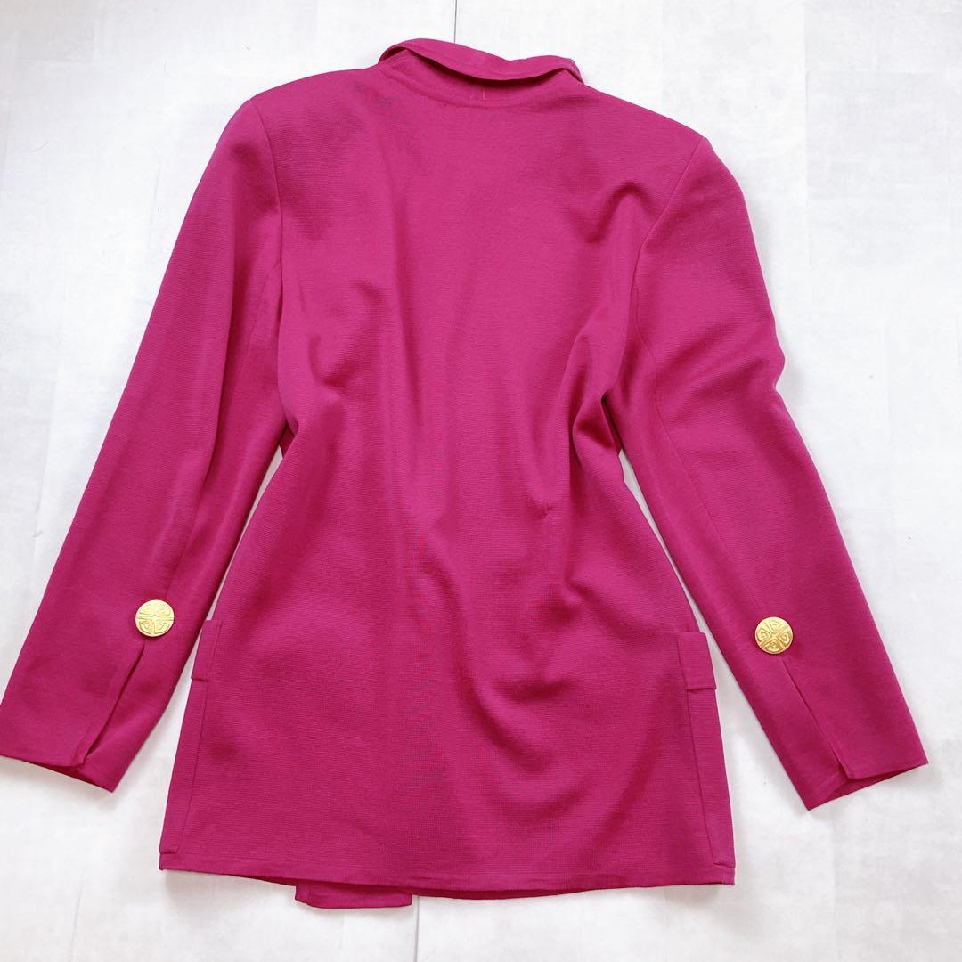 イブサンローラン ニットジャケット 金ボタン ダブル カーディガン ピンク