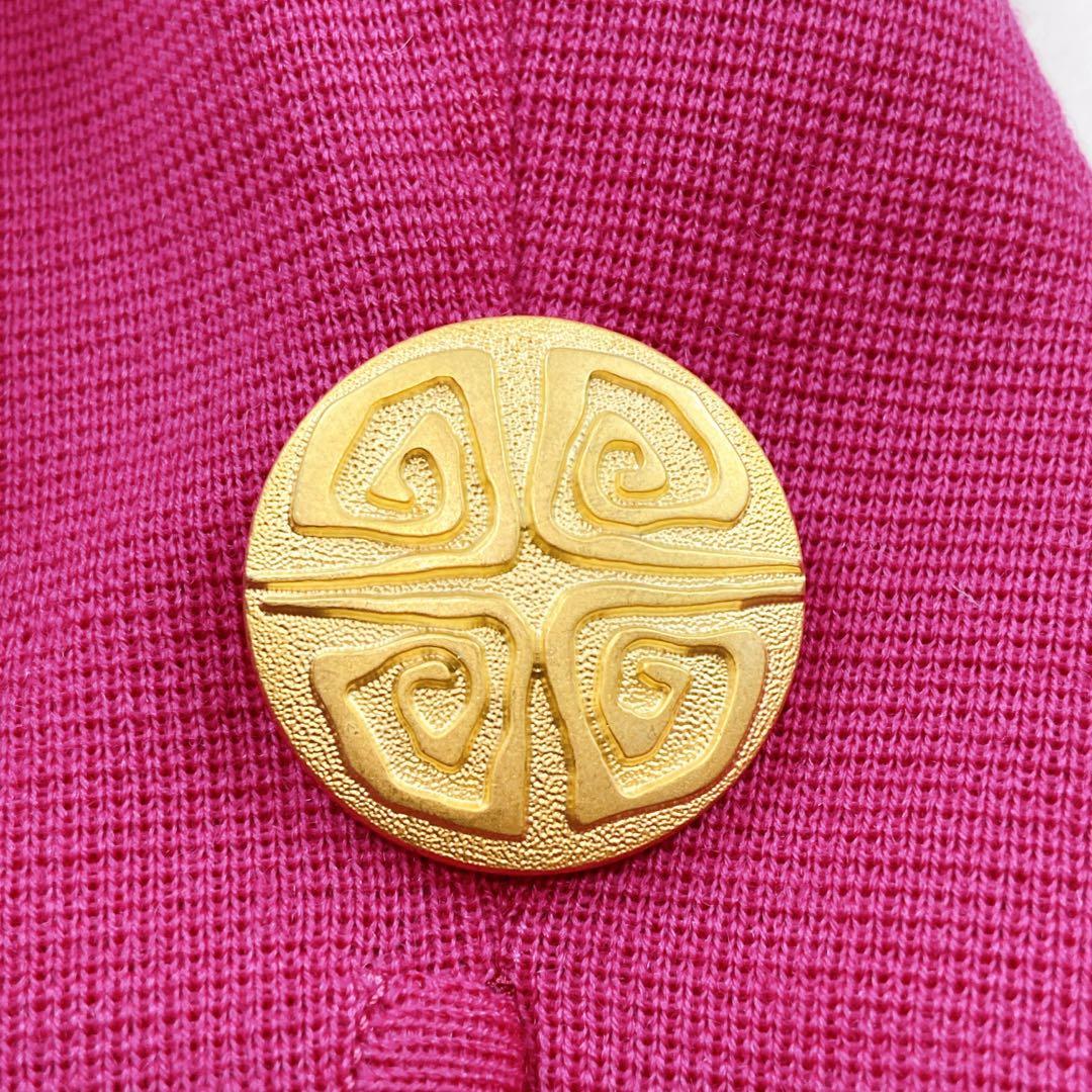 イブサンローラン ニットジャケット 金ボタン ダブル カーディガン ピンク