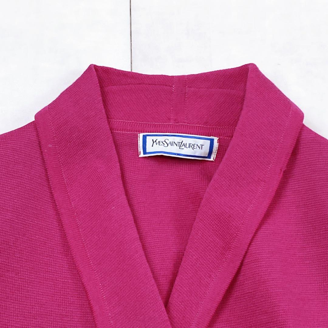 イブサンローラン ニットジャケット 金ボタン ダブル カーディガン ピンク