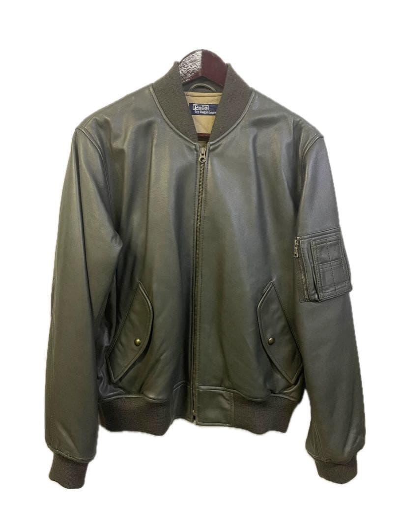 Polo by Ralph Laurenオリーブ　レザー MA-1ジャケット　L