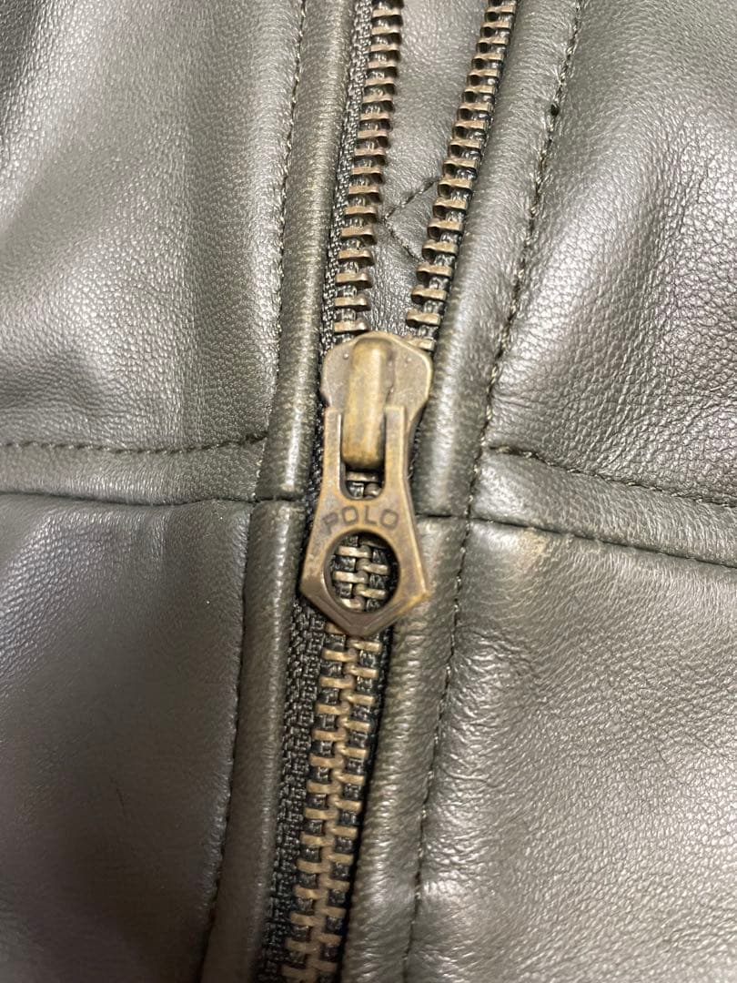 Polo by Ralph Laurenオリーブ　レザー MA-1ジャケット　L