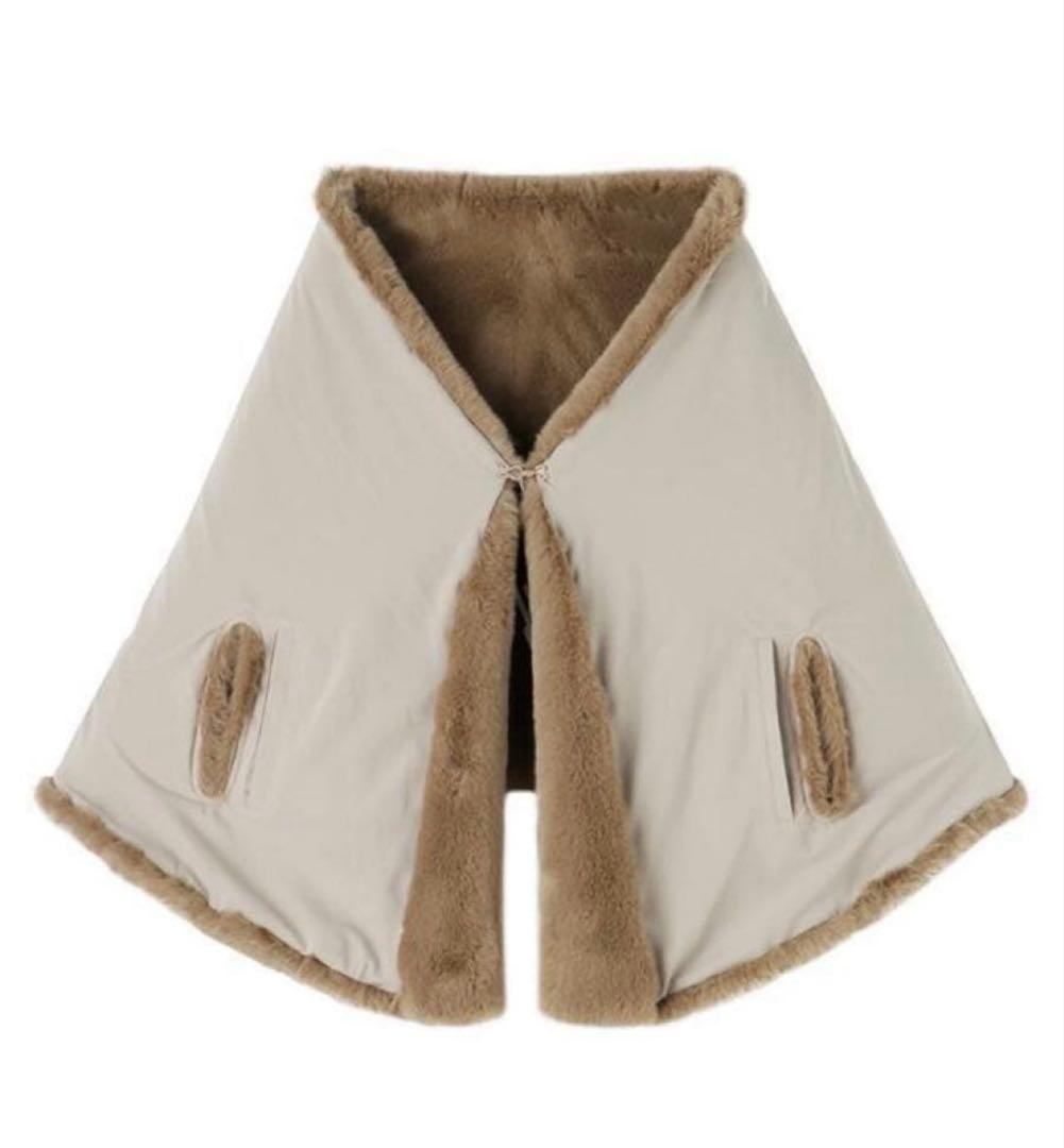 【JENNE】 リッチボリュームファーケープ ベージュ　ほぼ未使用　キャメル