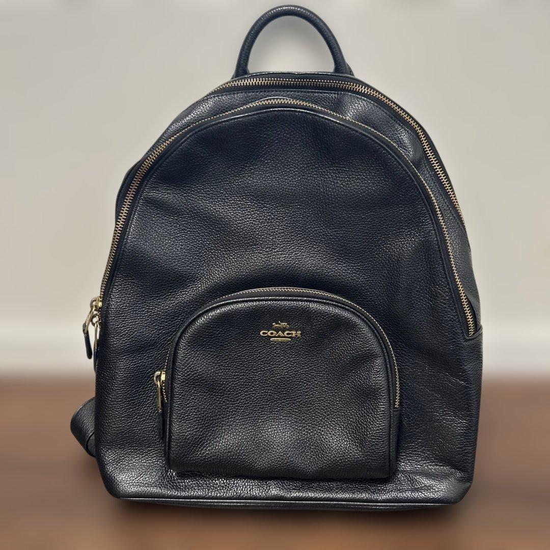 COACH コーチ 黒 リュック　ブラック　レザー　大容量　13インチPC収納可