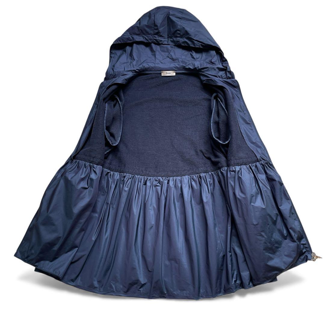 未使用級✨現行デザイン✨HERNO フーデットコート　異素材コンビ　ネイビー