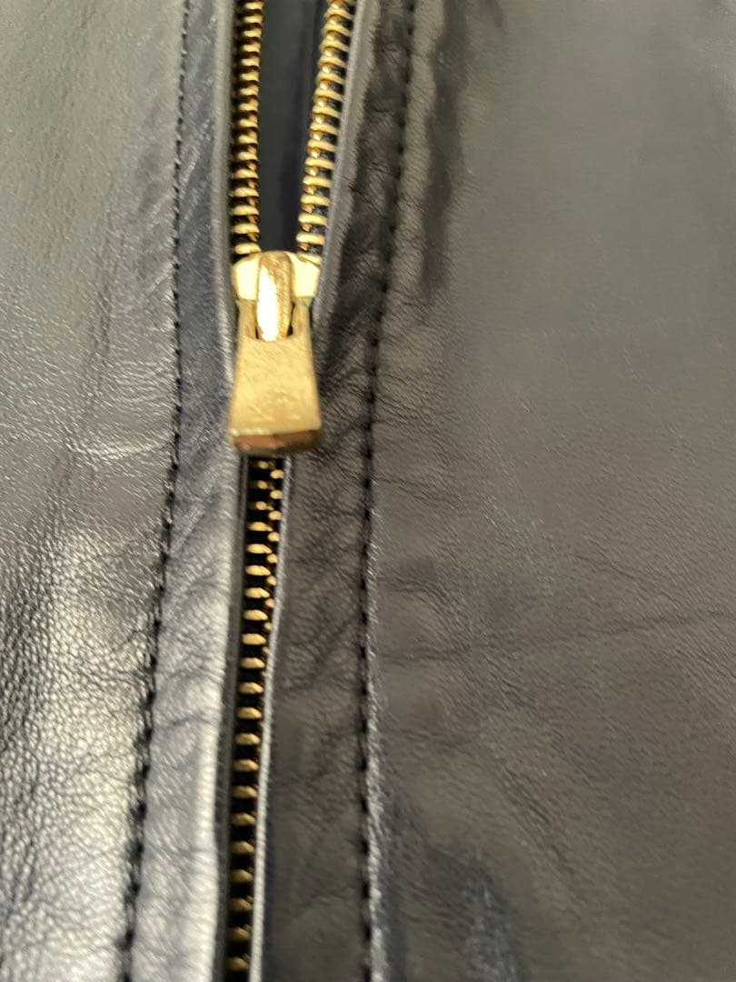 トゥモローランド　レザージャケット　羊革　36 ネイビー　ノーカラー