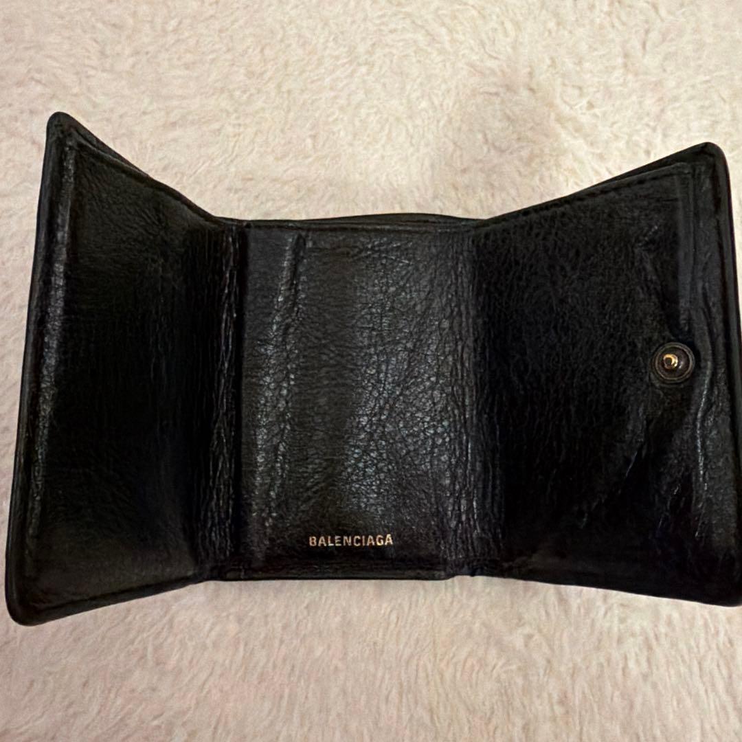 バレンシアガ ペーパーミニウォレット /グラフィティ 三つ折り財布 レザー 黒