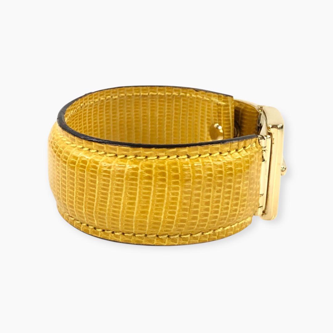 超美品 GUCCI グッチ リザード バングル ゴールド金具 イエロー