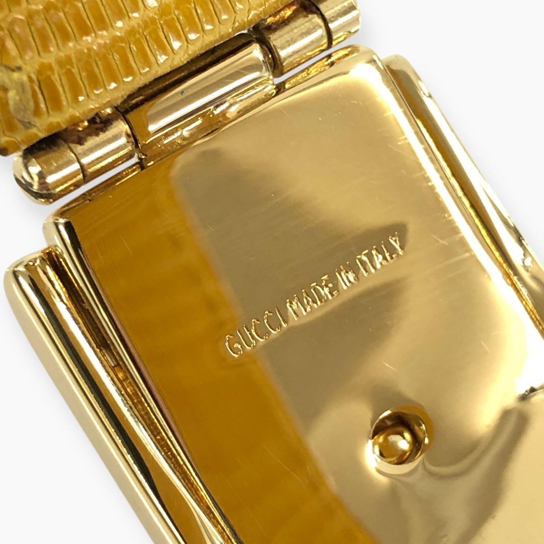 超美品 GUCCI グッチ リザード バングル ゴールド金具 イエロー