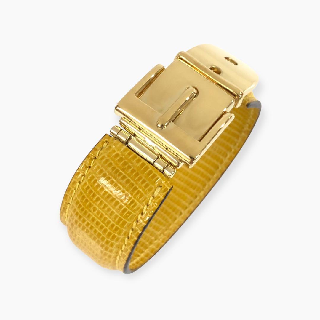 超美品 GUCCI グッチ リザード バングル ゴールド金具 イエロー