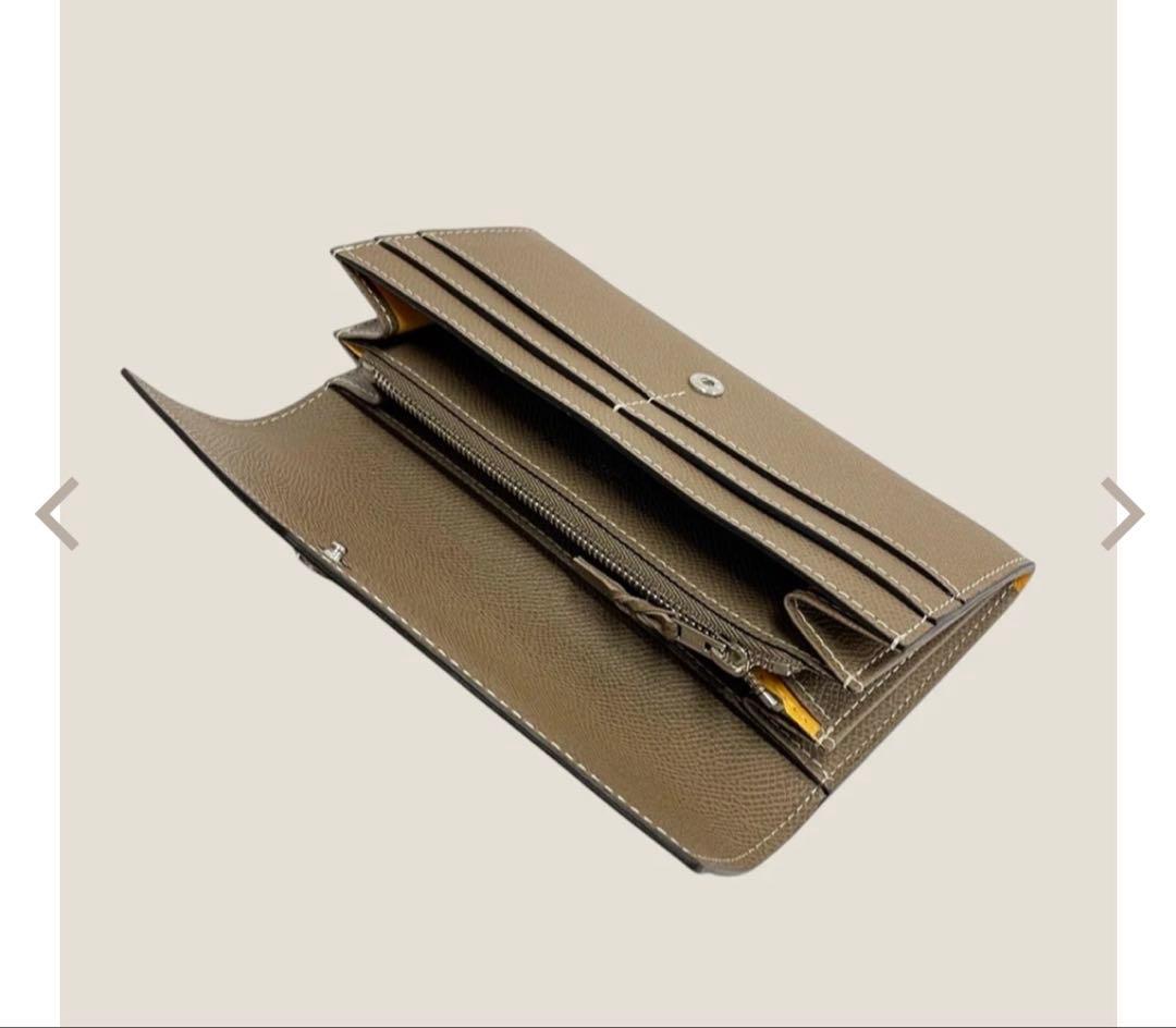 フレンチカーフ 最高級ロングウォレット ブルックリンミュージアム 長財布 トープ