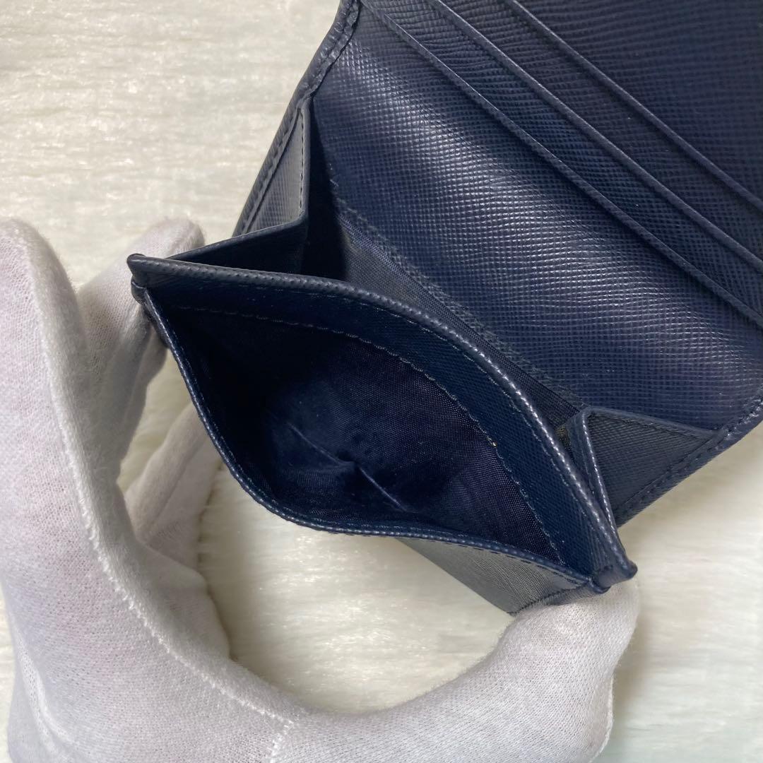 お買い得品　PRADA プラダ　小物入れ　ケース　紺　財布　ミニ　二つ折り