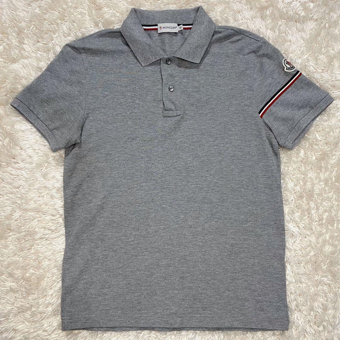 MONCLER モンクレール ポロシャツ グレー トリコロール メンズ Sサイズ