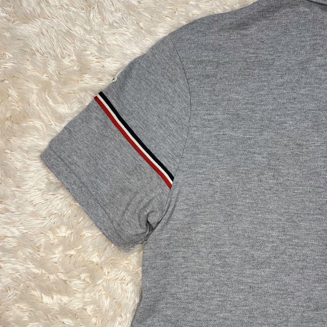 MONCLER モンクレール ポロシャツ グレー トリコロール メンズ Sサイズ
